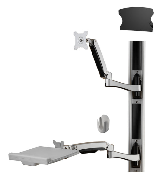Sit-Stand Combo Workstation Wall Mount System with Extended Display Arm