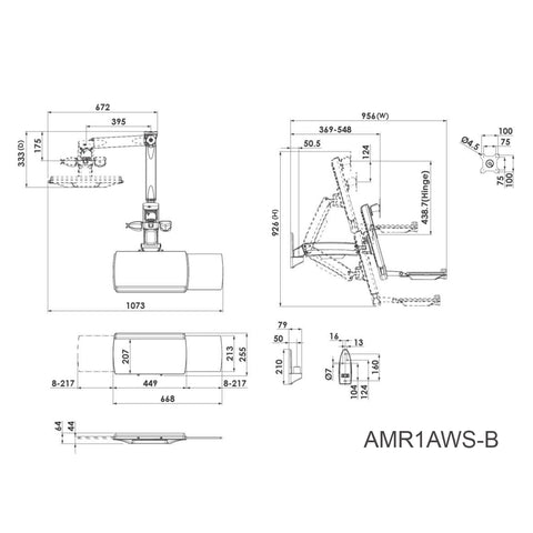 Sit Stand Combo Workstation Wall Mount System (BLACK) - AMR1AWS-B