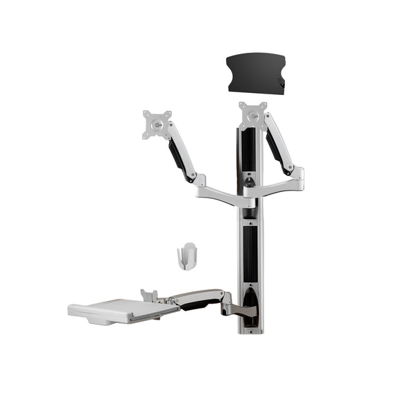 Dual Arm Track Wall Mount (Dual Display and Keyboard) with Long Display Arm AMR2AWSV3