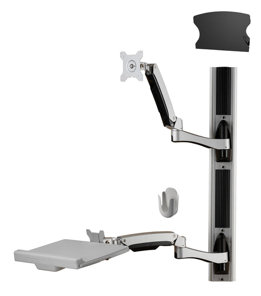 Sit-Stand Combo Workstation Wall Mount System with Extended Display Arm - AMR1AWSV3