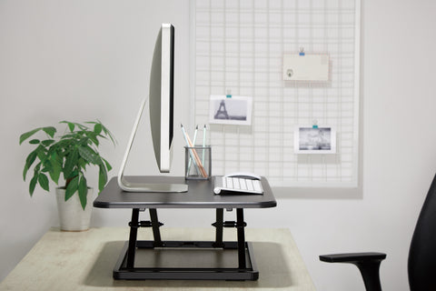 EZUP2619 | Ultra-Slim Height Adjustable Sit/Stand Workstation Desk | Black 26.4" Wide Tabletop  | 1.8" Low-Profile Design | Amer Mounts