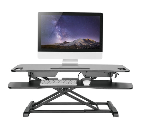 Sit-Stand Riser Desk Workstation with Keyboard Tray - Black Finish - EZriser36